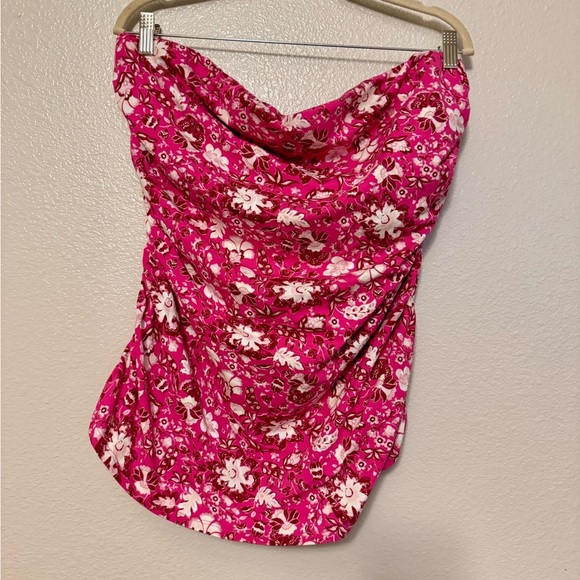 Lane Bryant Pink Floral Strapless Tank Top with Build in Bra - Picture 1 of 4